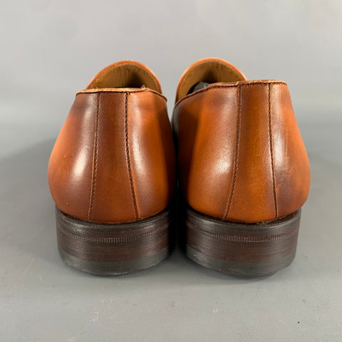 KLEIN EPSTEIN & PARKER Size 9 Brown Tan Distressed Patent Leather Loafers