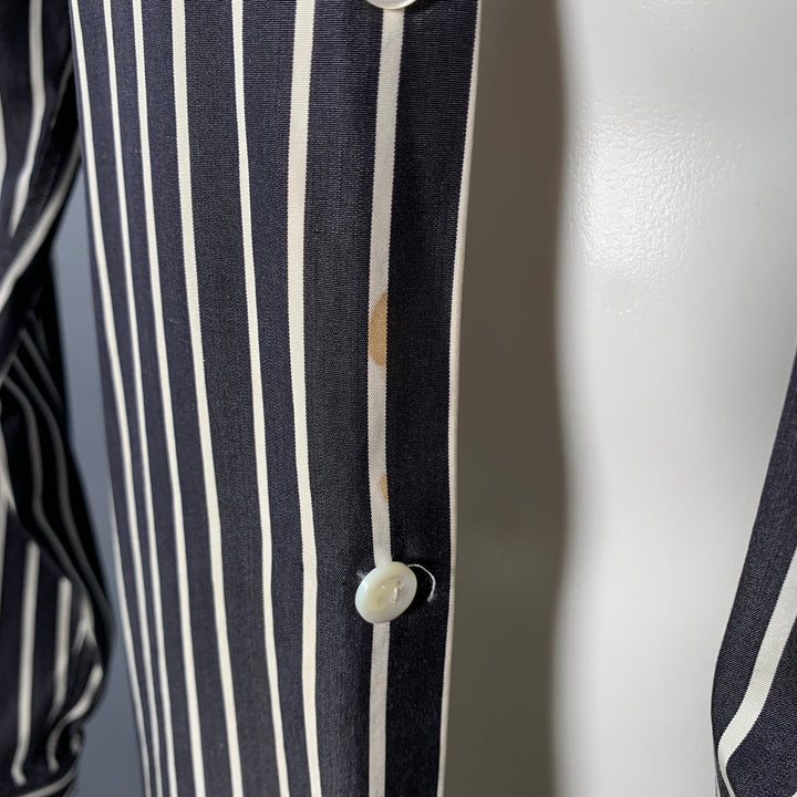 YVES SAINT LAURENT by TOM FORD Size M White Charcoal Grey Stripe Cotton Long Sleeve Shirt