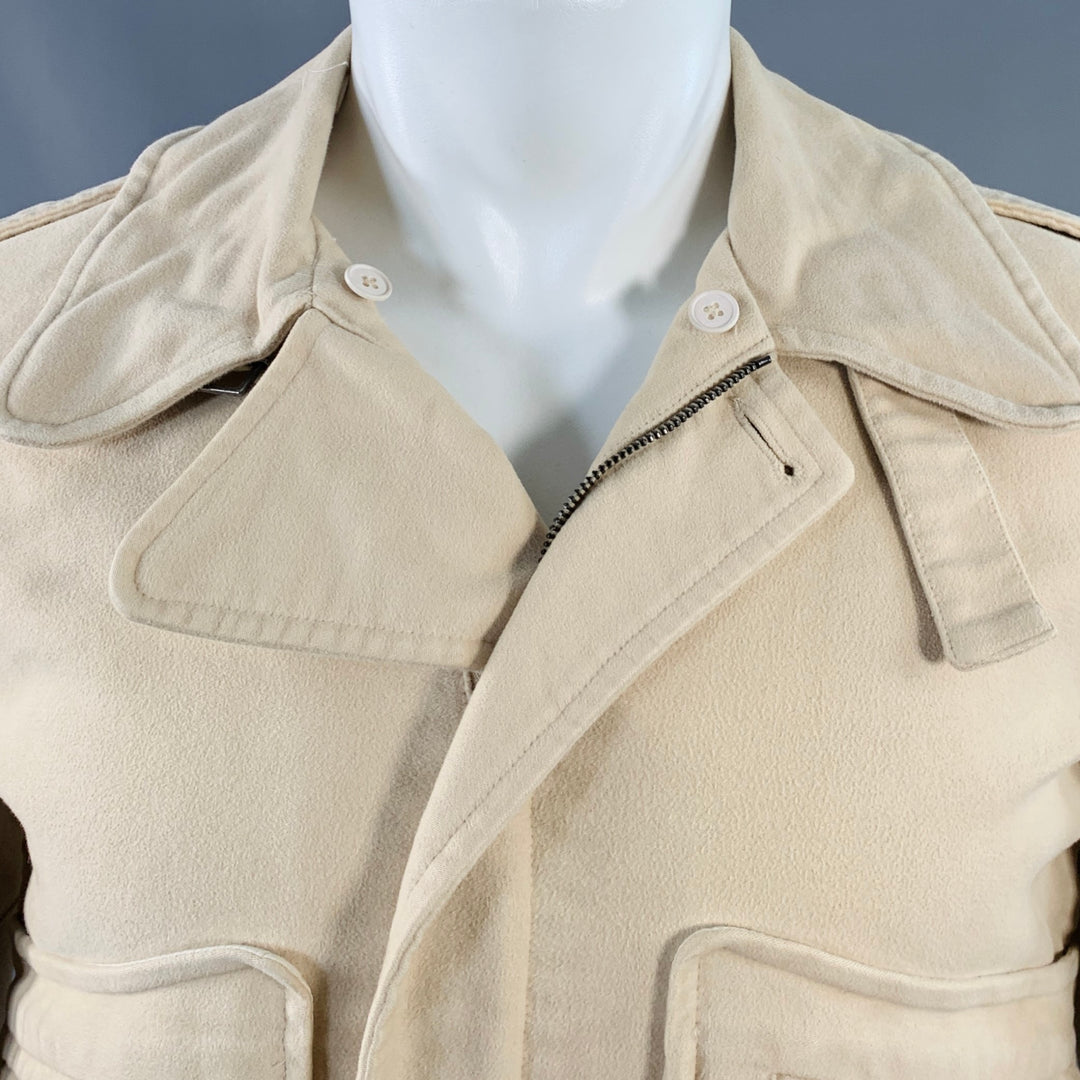 A.P.C. Size S Beige Cotton Moleskin Blouson Hidden Placket Jacket