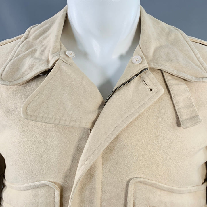 A.P.C. Size S Beige Cotton Moleskin Blouson Hidden Placket Jacket