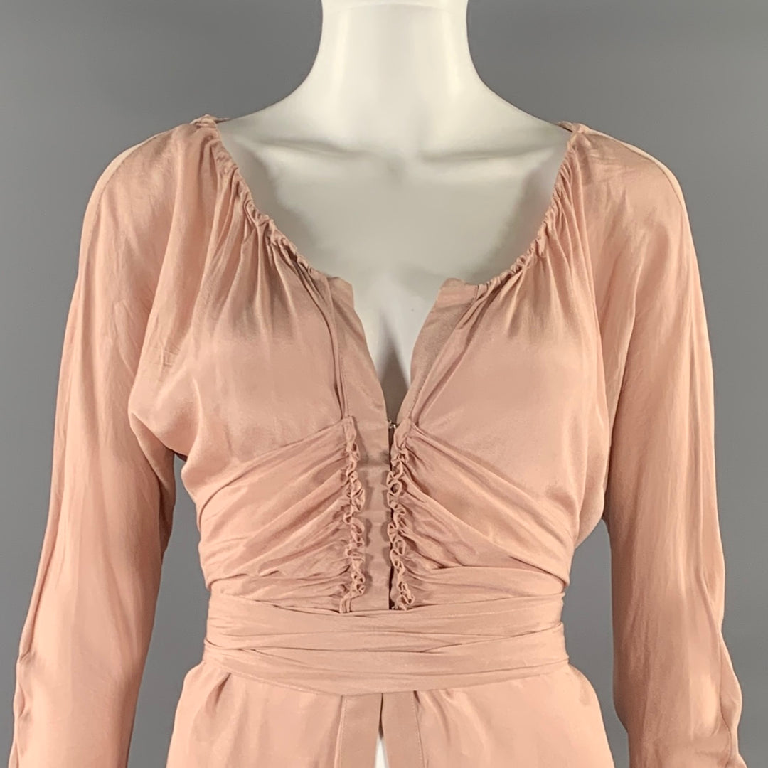 GUCCI Size M Taupe Silk Blouse