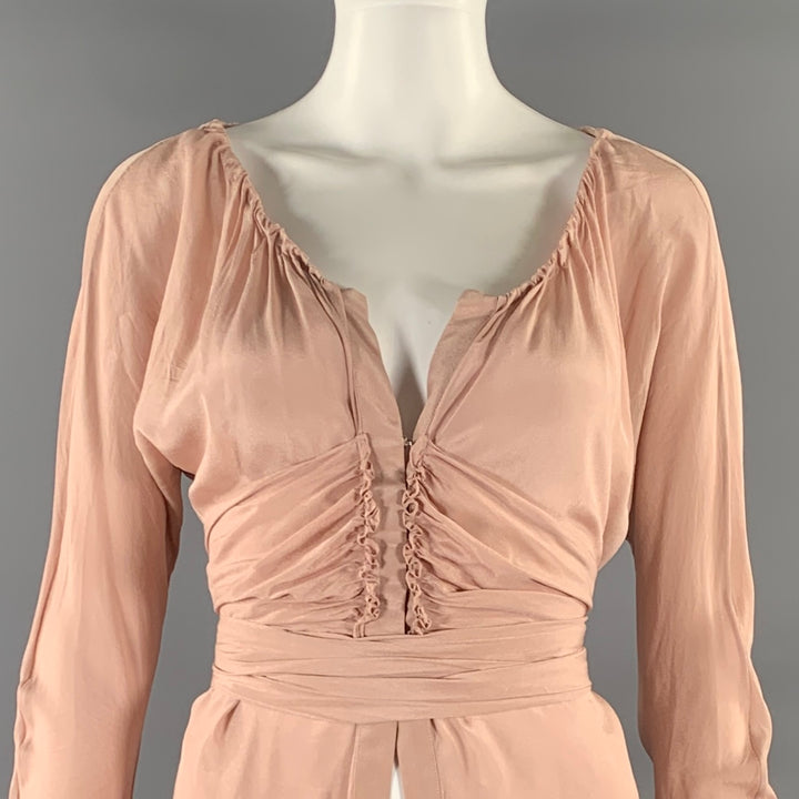 GUCCI Size M Taupe Silk Blouse