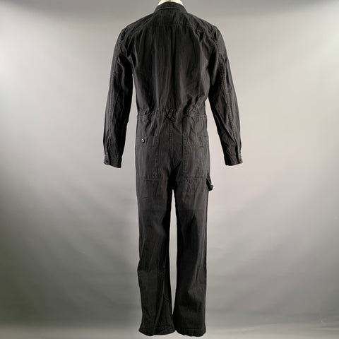 ALEX MILL Size M Black Herringbone Cotton Zip Up Jumpsuits & Overalls