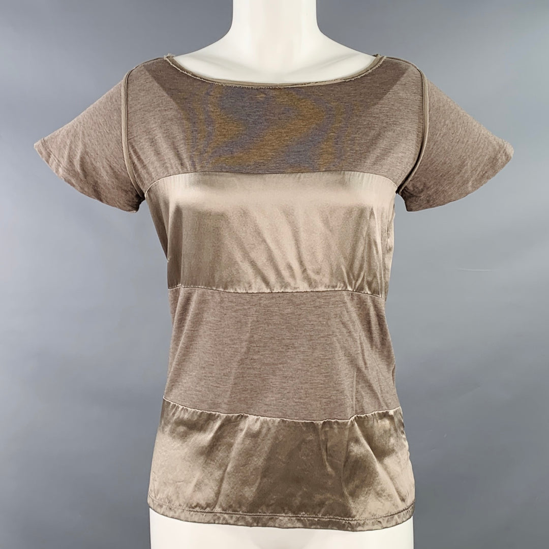 MAX MARA Size S Brown Cotton Blend Short Sleeve Casual Top