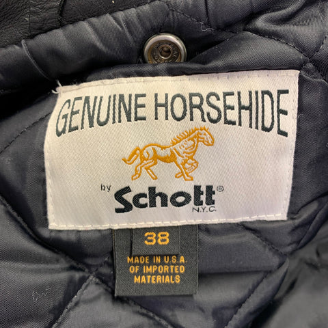 SCHOTT Size 38 Black Leather Motorcycle Jacket