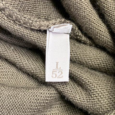 ERMENEGILDO ZEGNA Size L Khaki Wool Long Sleeve Polo Pullover