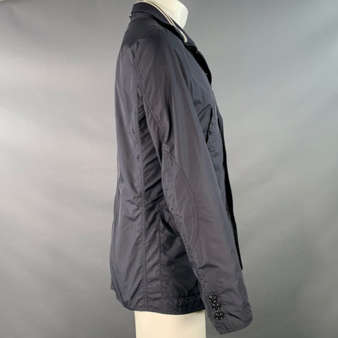 MONCLER Size M Navy Nylon Zip Buttons Windbreaker Jacket