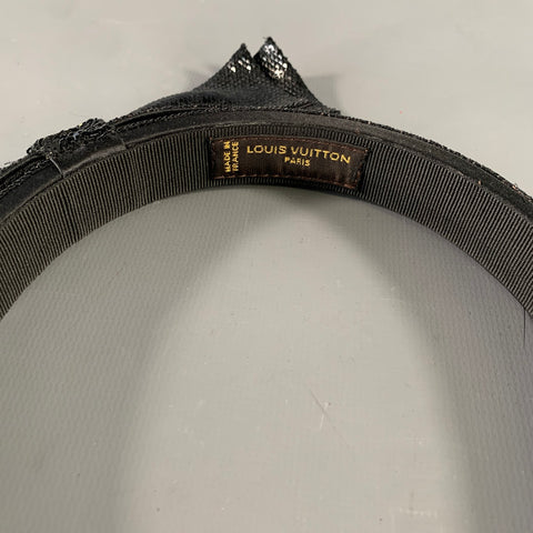 LOUIS VUITTON Black Sequined Grosgrain Ribbon Headband