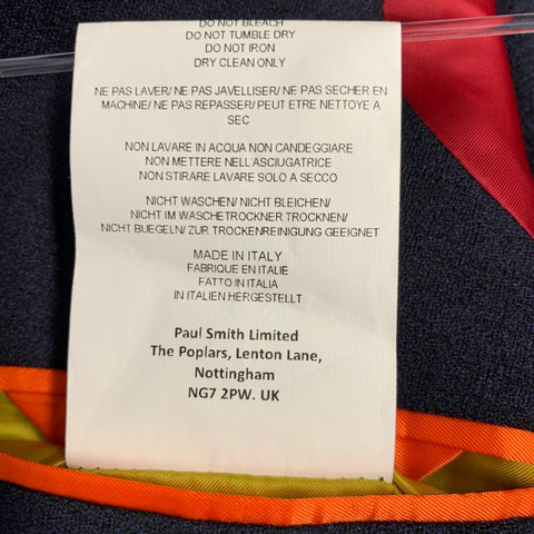 PAUL SMITH Size 40 Navy Wool Linen Peak Lapel Sport Coat