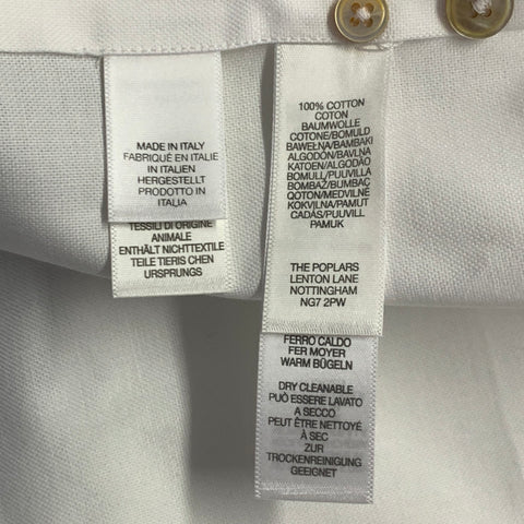 PAUL SMITH Size L White Contrast Trim Cotton One Pocket Long Sleeve Shirt