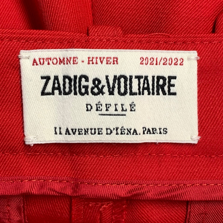 ZADIG & VOLTAIRE Size S Poetia Red Polyester Virgin Wool Twill Cuffed Dress Pants