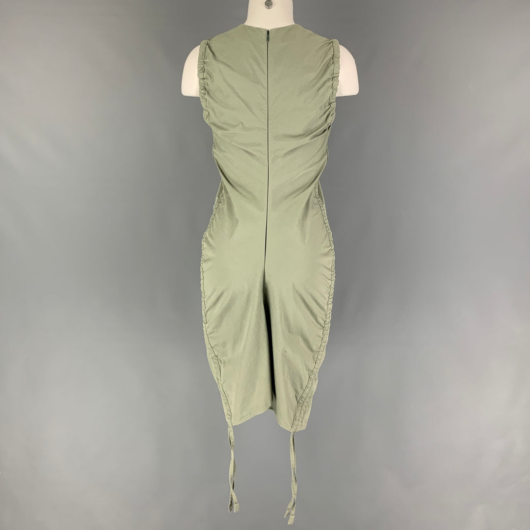 BARBARA CASASOLA Size 4 Khaki Cotton Sleeveless Dress
