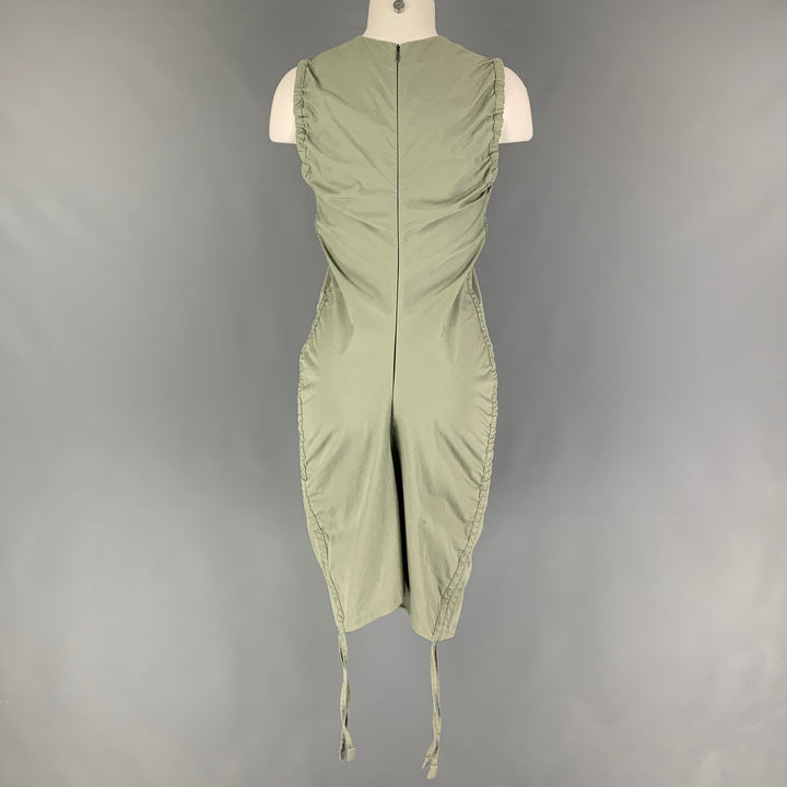 BARBARA CASASOLA Size 4 Khaki Cotton Sleeveless Dress
