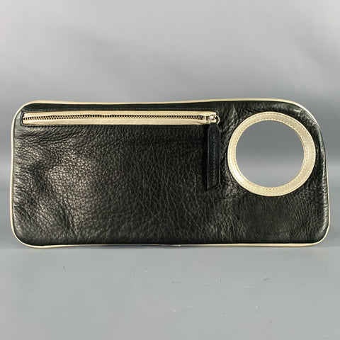 ARZA Black Silver Leather Clutch Handbag