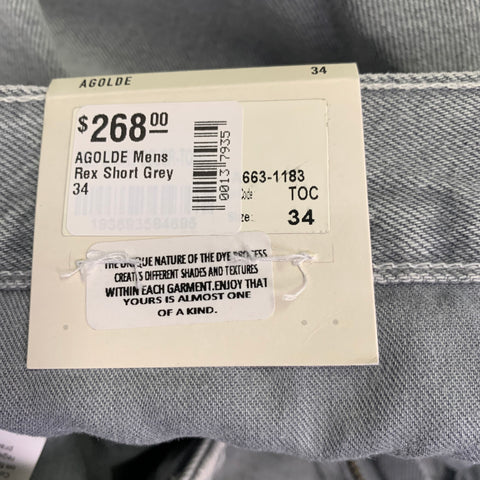 AGOLDE Size 34 Rex Grey Cotton Denim Cargo Shorts