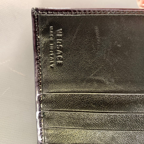 VERSACE Purple Metallic 22394 Greca Leather Wallet