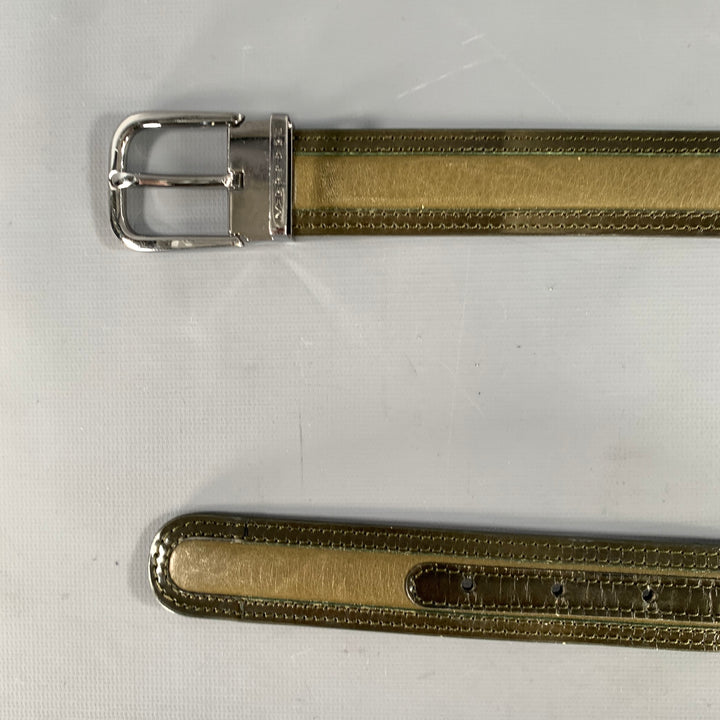 MORESCHI Size 38 Brown Olive Mixed Pattern Leather Belt