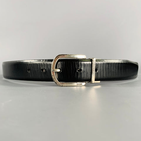 DKNY Size 34 Navy Silver Leather Belt