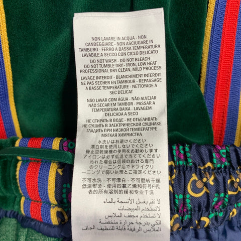 GUCCI 2019 Size S Green Blue Monogram Silk Joggers Casual Pants