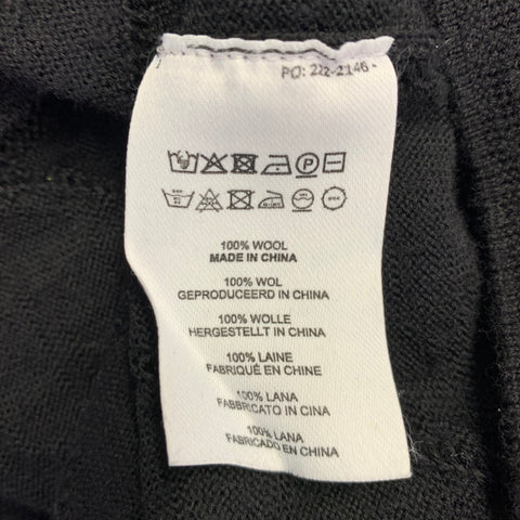 DRIES VAN NOTEN Size L Black Knit Wool Diamond Polo Pullover