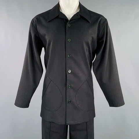 BILLY BLUE Size S Black Virgin Wool Shirt Jacket Suit
