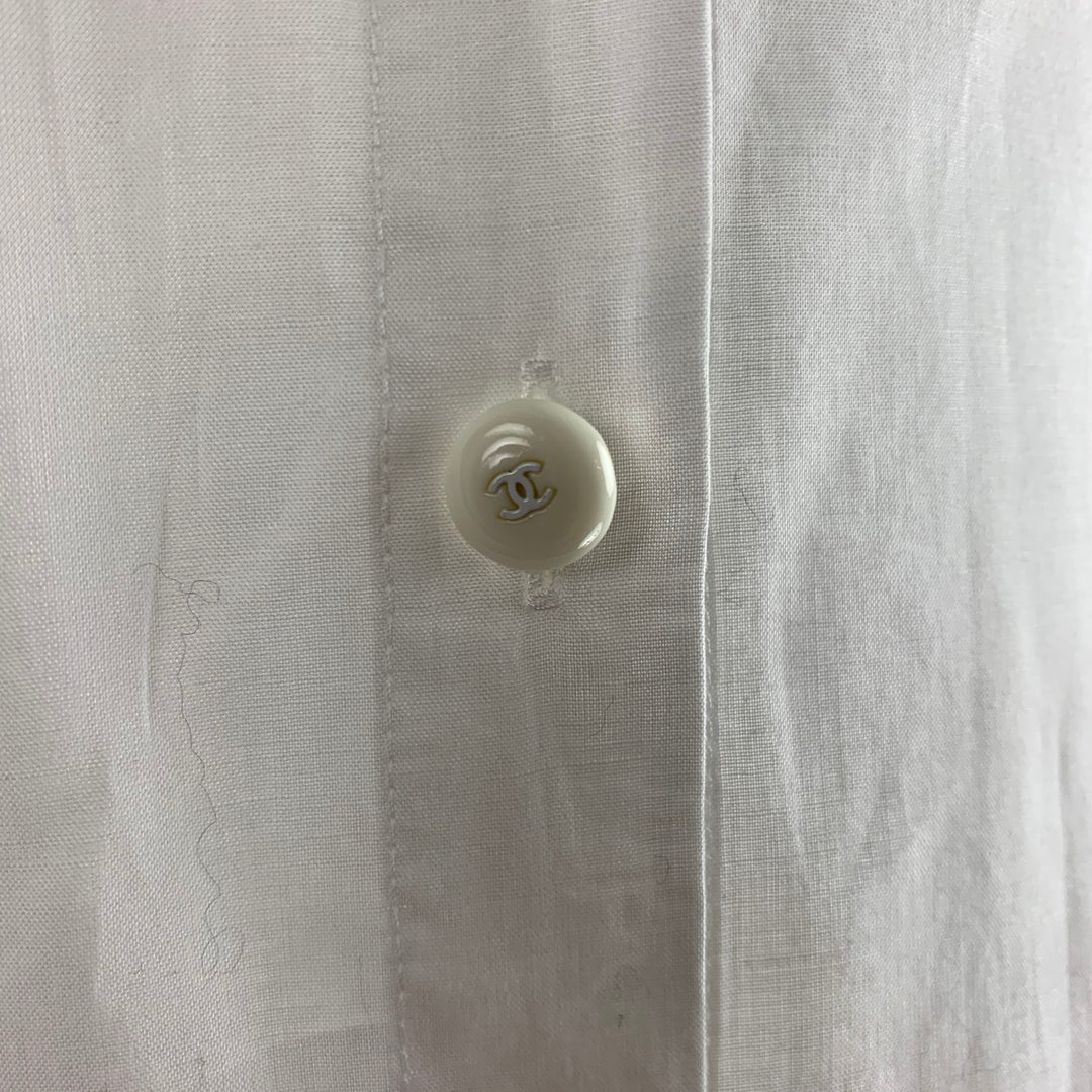 CHANEL Size 8 White Cotton Sleeveless Dress Top
