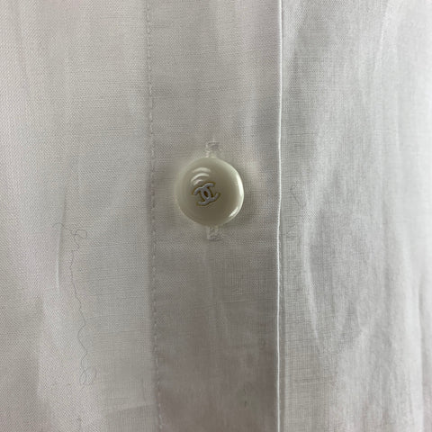 CHANEL Talla 8 Top de vestir sin mangas de algodón blanco