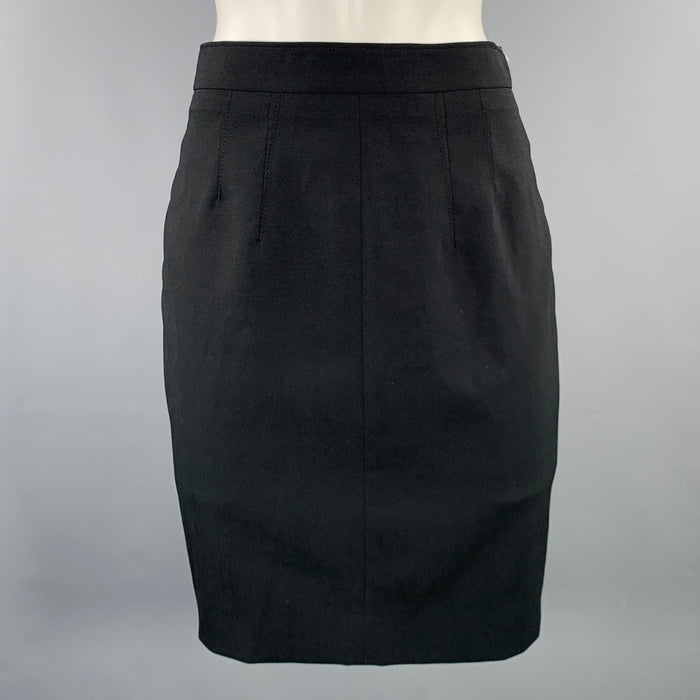 ROBERTO CAVALLI Size S Black Wool Blend Pencil Skirt