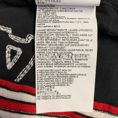 MARNI Size 44 Red White Black Stripe Cotton Drawstring T-shirt