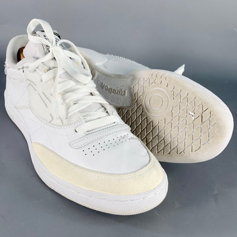 REEBOK x MAISON MARGIELA Size 9 White Cream Leather Lace-Up Low Top Sneakers