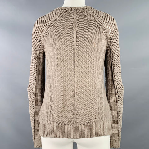 HELMUT LANG FW13 Size S Taupe Open Knit Crew Neck Sweater