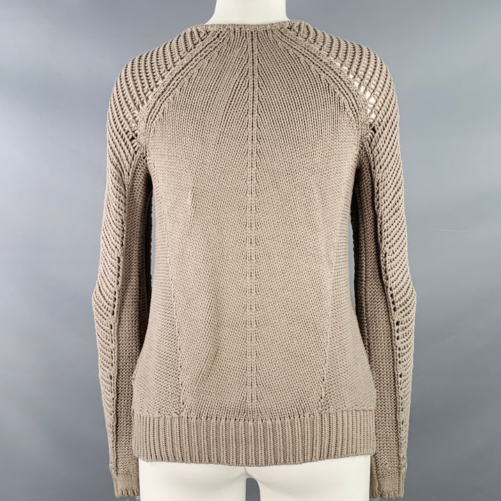 HELMUT LANG FW13 Size S Taupe Open Knit Crew Neck Sweater