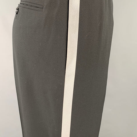 HELMUT LANG Size L Black Silver Stripe Wool Blend Casual Pants