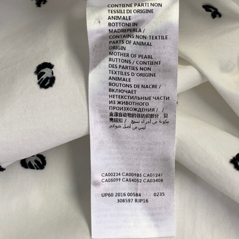 MCQ by ALEXANDER MCQUEEN Size L White Black Birds Cotton Long Sleeve Shirt