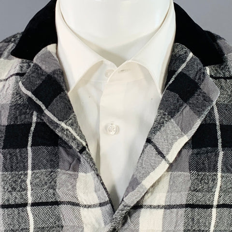 HAIDER ACKERMANN Size 34 Grey Black White Plaid Wool Cotton Sport Coat