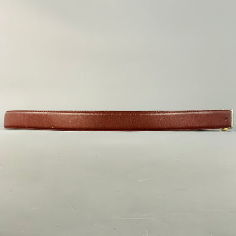 CARTIER Vintage Size 43 Burgundy Gold Logo Leather Skinny Belt