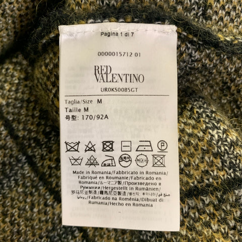RED VALENTINO Size M Yellow Black Mohair Blend Plaid Poncho Cape
