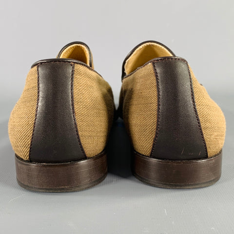 DONALD J PLINER Size 8 Beige Brown Contrast Trim Fabric Slip On Loafers