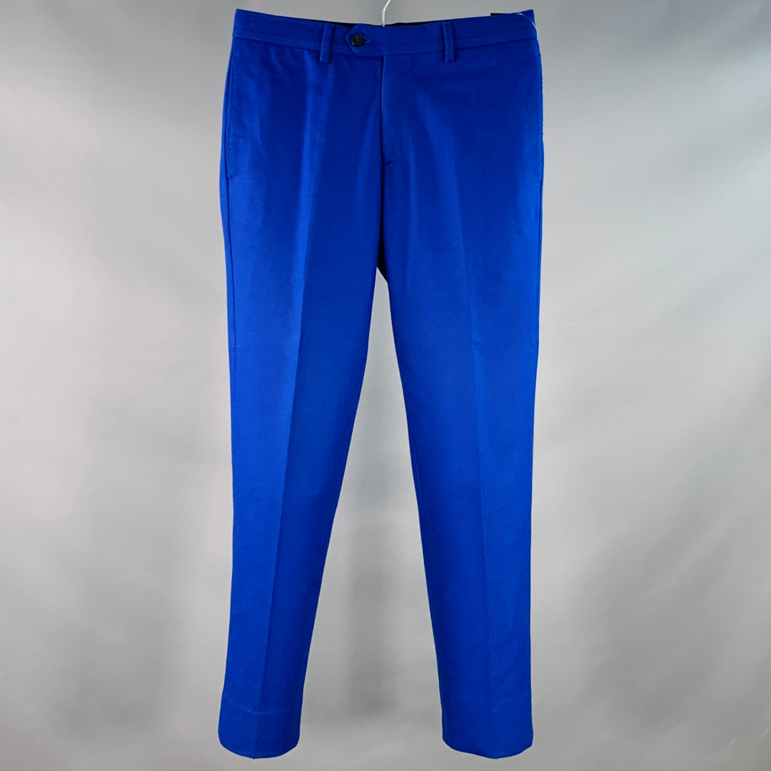 EMPORIO ARMANI Size 30 Royal Blue Wool Blend Tapered Dress Pants Sui Generis Designer Consignment EMPORIO ARMANI Size 30 Royal Blue Wool Blend Tapered Dress Pants Sui Generis Designer Consignment