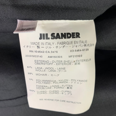 JIL SANDER Size 42 Black Wool Blend Notch Lapel Sport Coat