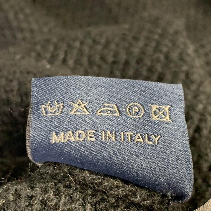 LANVIN Size S Black Waffle Knit Camel Cashmere Reverse Seams Sweater