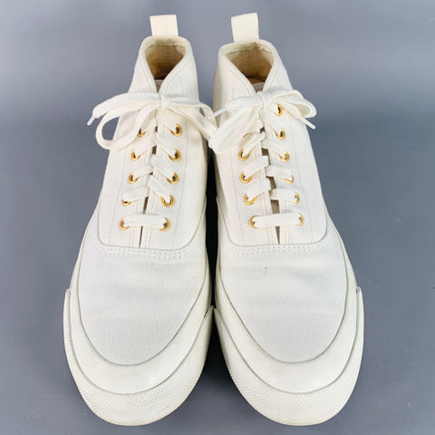 MAISON KITSUNE Size 8 White Gold Canvas High Top Sneakers