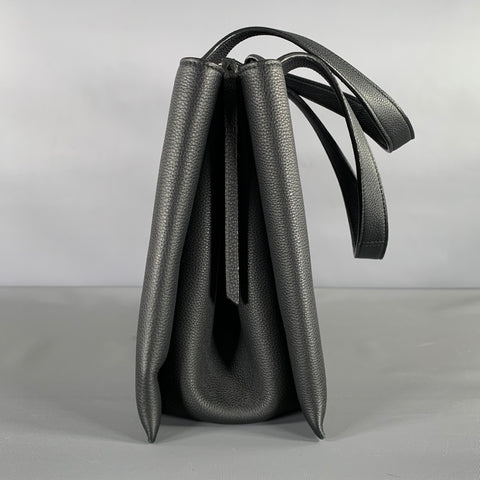 CELINE Black Pebble Grain Leather Top Handles Handbag