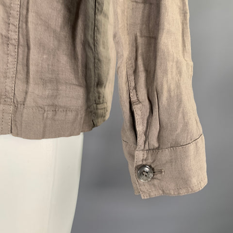 DOLCE & GABBANA Size 36 Grey Tan Linen Notch Lapel Jacket