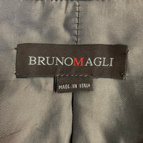 BRUNO MAGLI Size 42 Black Leather Zip Up Jacket
