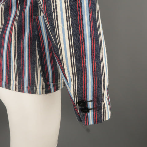 The Stylist Japan Size XS Red White & Blue Stripe Cotton Notch Lapel Sport Coat