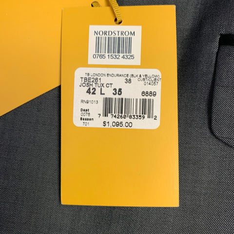 TED BAKER Size 42 Long Grey Black Wool Mohair Shawl Collar Sport Coat