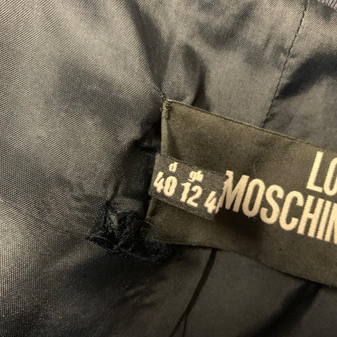 LOVE MOSCHINO Size 8 Navy Cotton Floral Notch Lapel Jacket Blazer