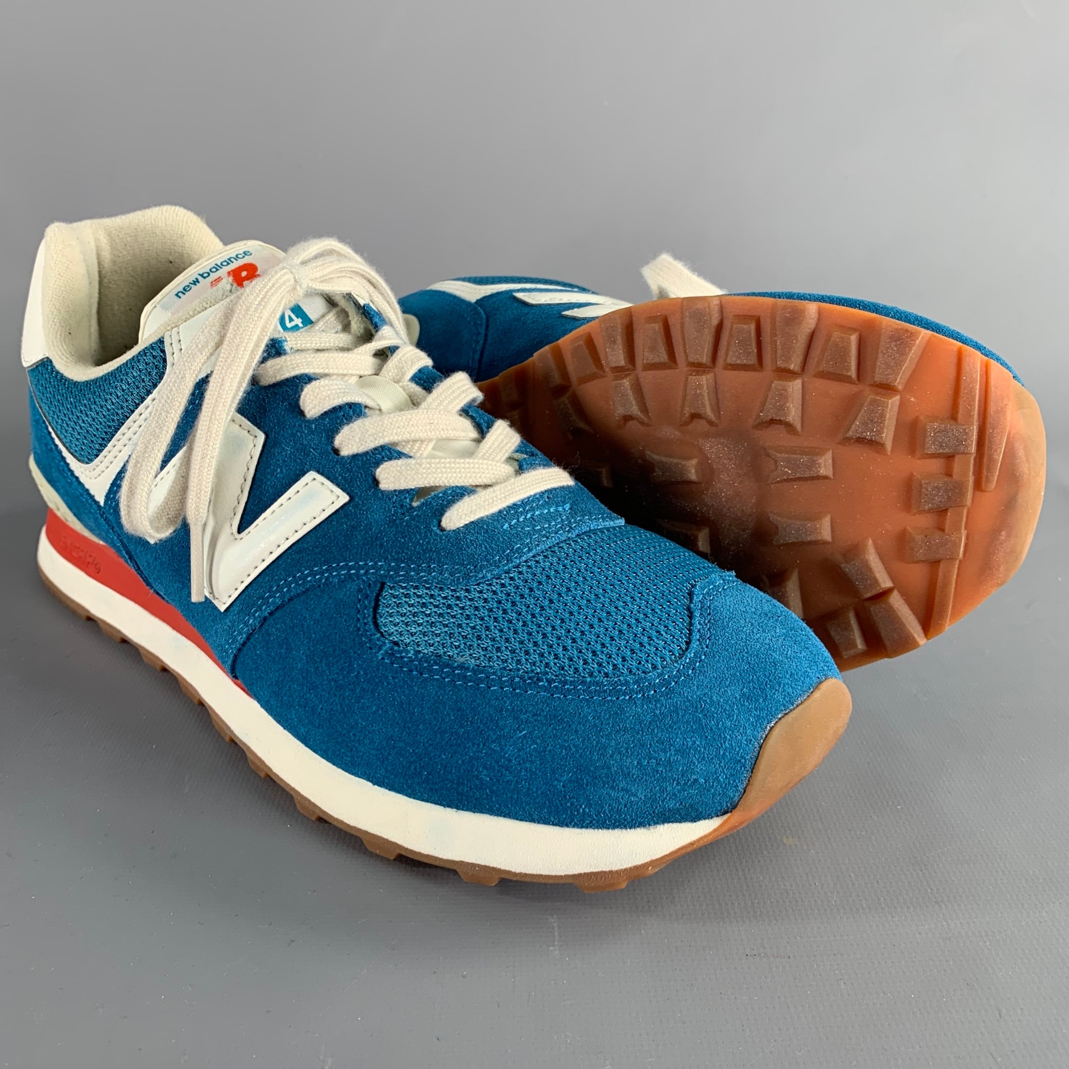 NEW BALANCE Size 11 Classic 574 Blue White Mesh Classic Sneakers Sui Generis Designer Consignment