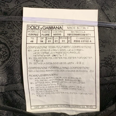 DOLCE & GABBANA Size 38 Regular Black Bee Applique Wool Blend Sport Coat